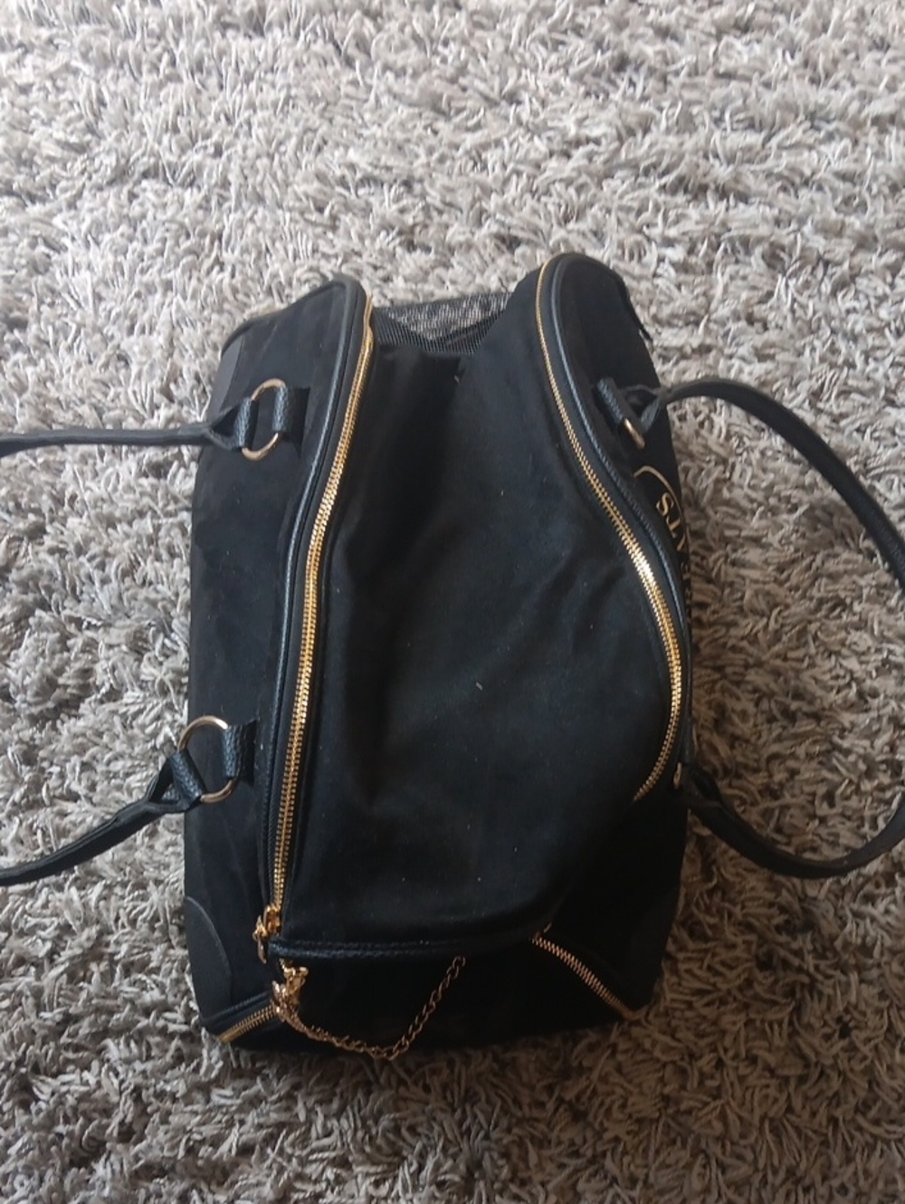 Juicy Couture Black Tote with Gold Crest 'Give Me Treats' Dog Carrier - Picture 2 of 5